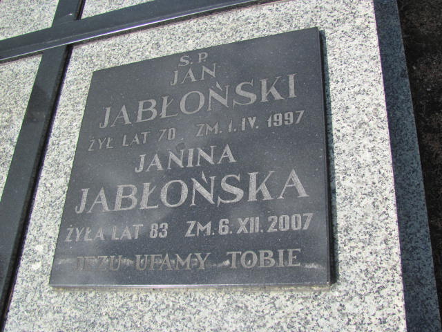 Jan Jabłoński 1926 Częstochowa - Grobonet - Wyszukiwarka osób pochowanych